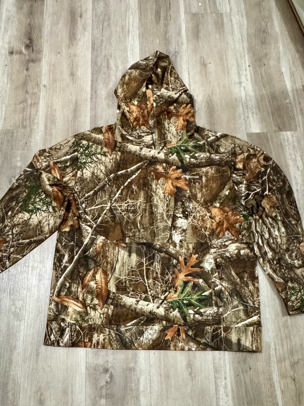 Camo Hooded Long Sleeve Shirt - Realtree-Style Brown/Cream